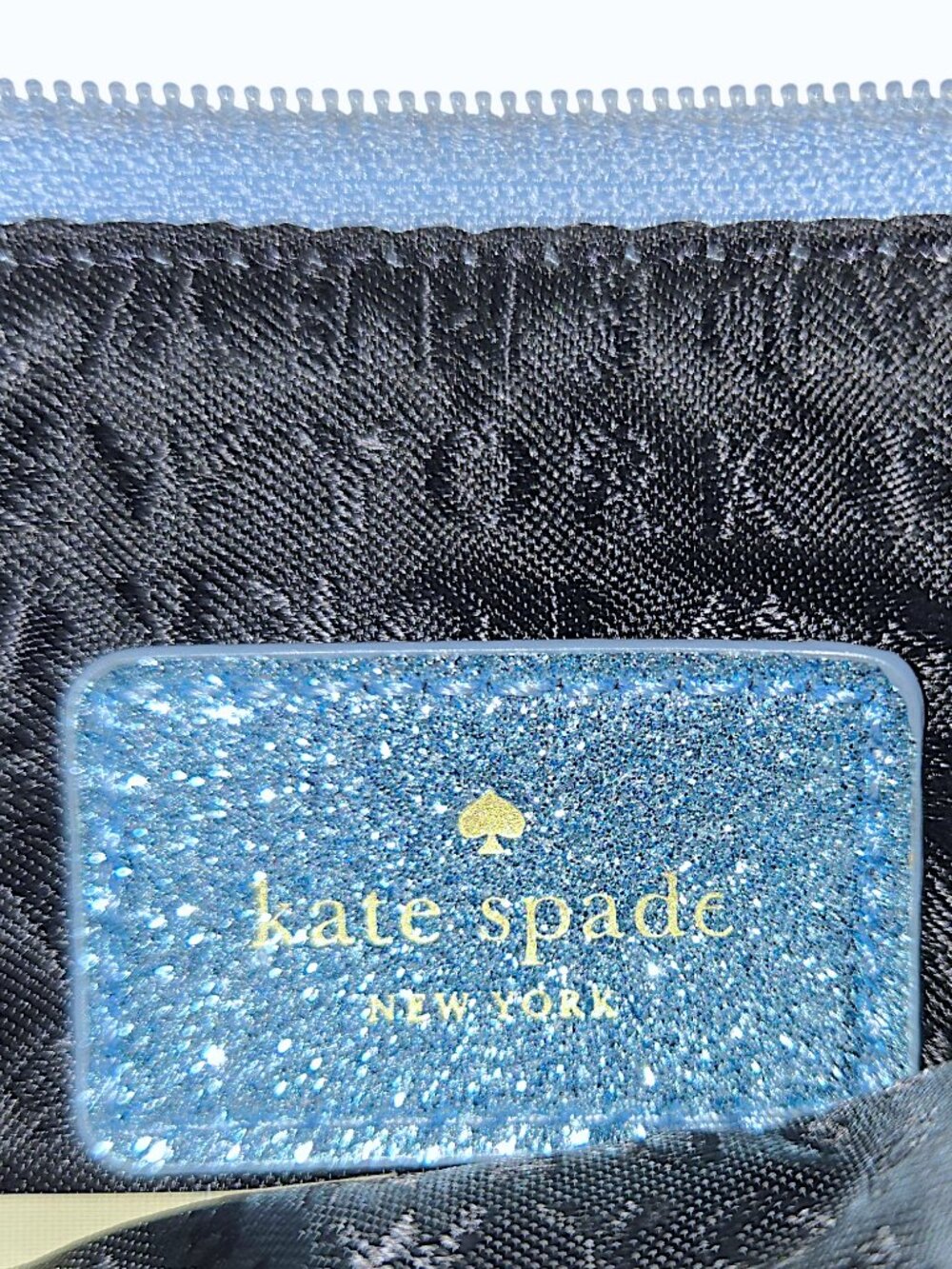 Kate Spade Bethann Glitter Bug Blue Wristlet Sparkle Zip Compact Wristlet Pouch - Picture 5 of 8